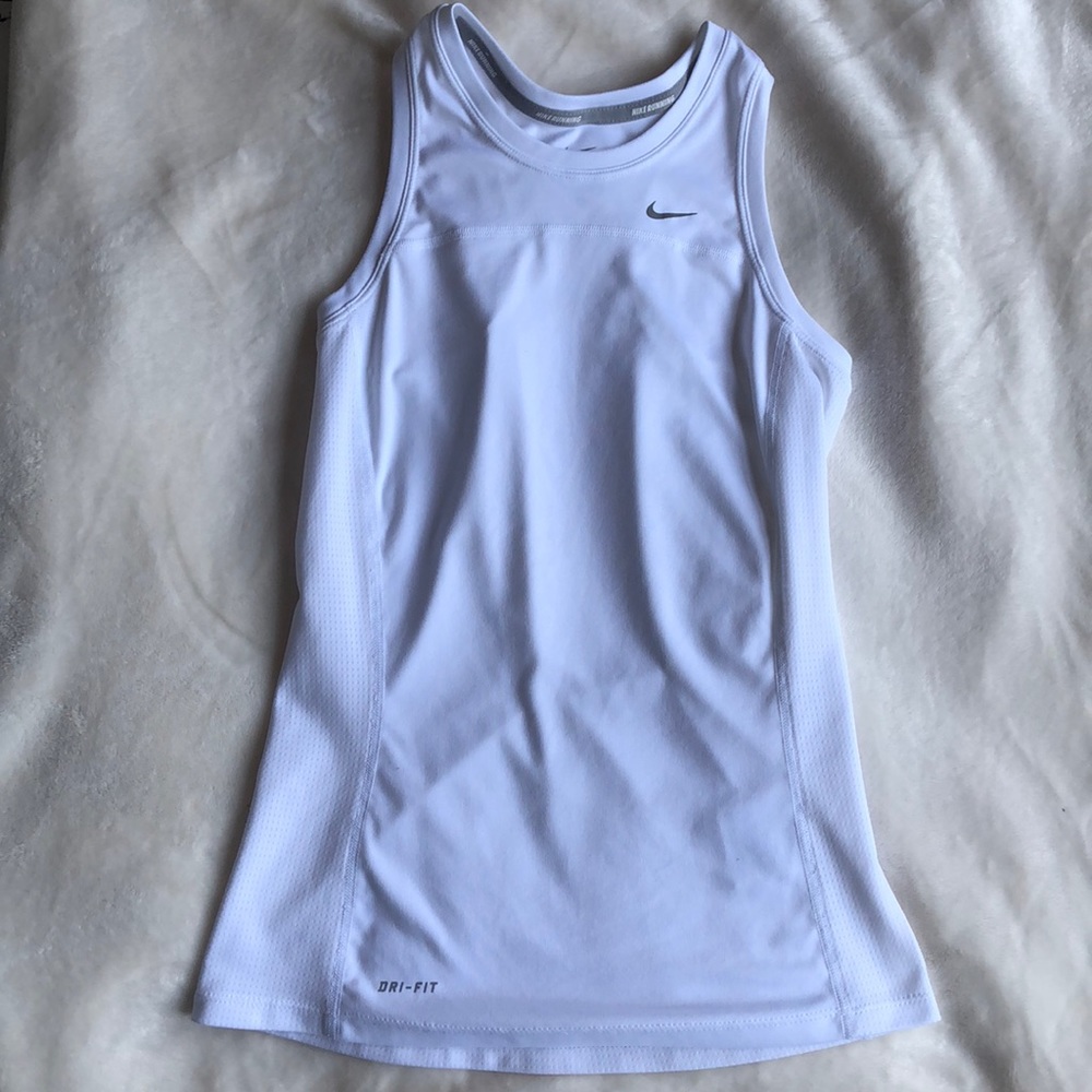 Nike Girls White Running Tank Top; Size L (Girls)